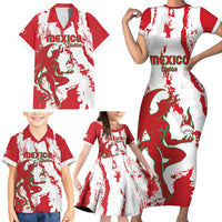 Diablos Rojos 2025 Baseball Custom Family Matching Short Sleeve Bodycon Dress and Hawaiian Shirt Come On Mexico