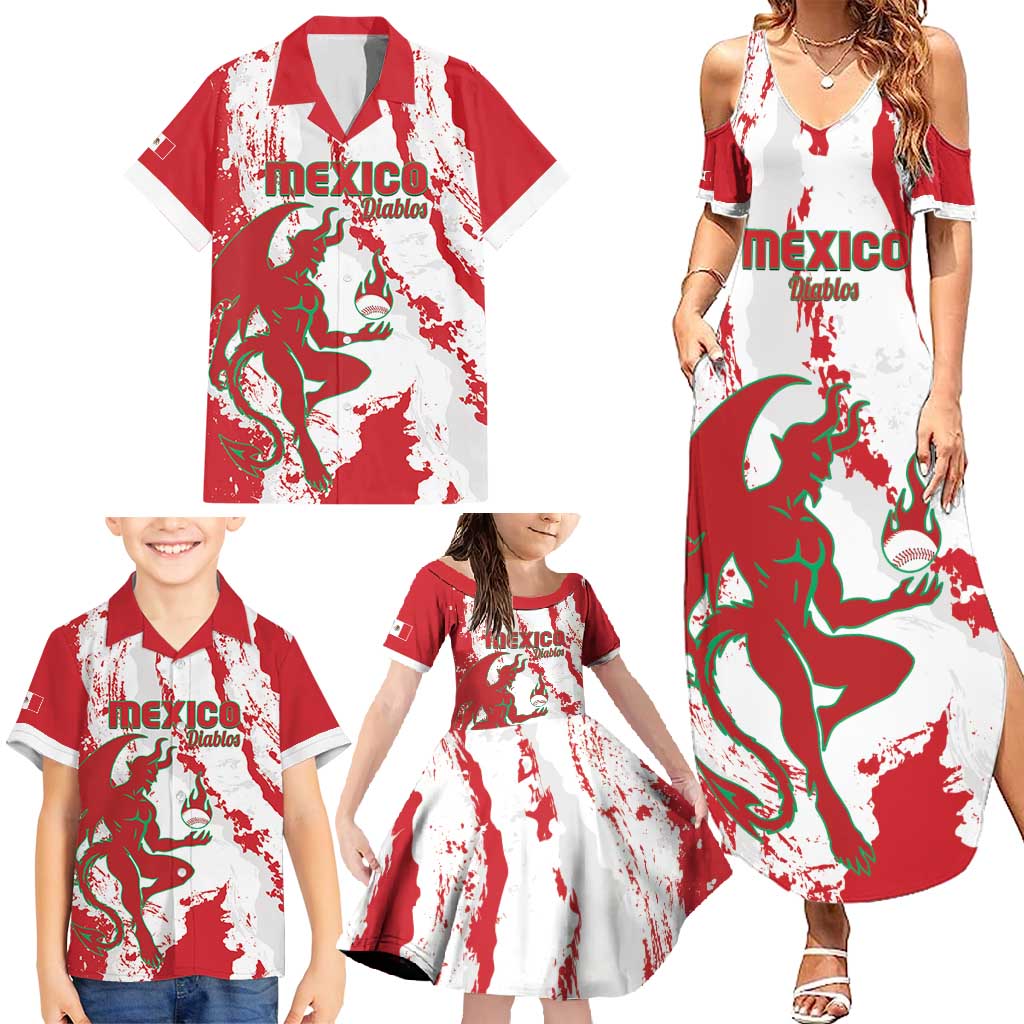 Diablos Rojos 2025 Baseball Custom Family Matching Summer Maxi Dress and Hawaiian Shirt Come On Mexico