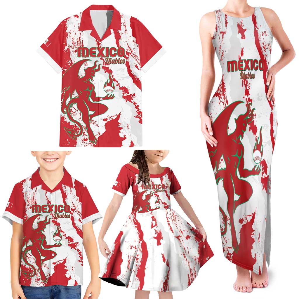 Diablos Rojos 2025 Baseball Custom Family Matching Tank Maxi Dress and Hawaiian Shirt Come On Mexico