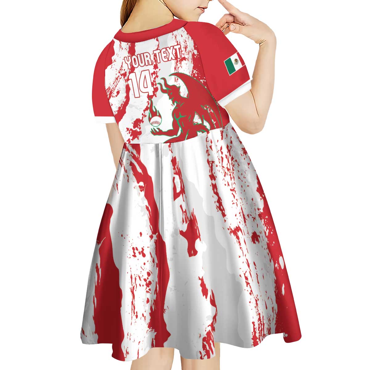 Diablos Rojos 2025 Baseball Custom Kid Short Sleeve Dress Come On Mexico