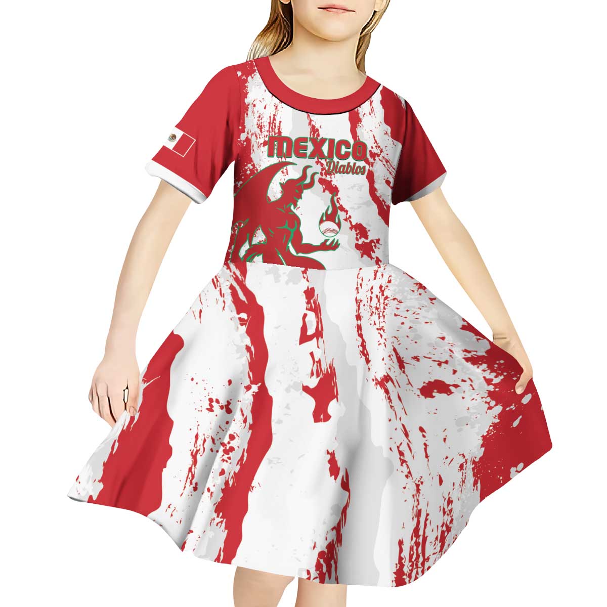 Diablos Rojos 2025 Baseball Custom Kid Short Sleeve Dress Come On Mexico