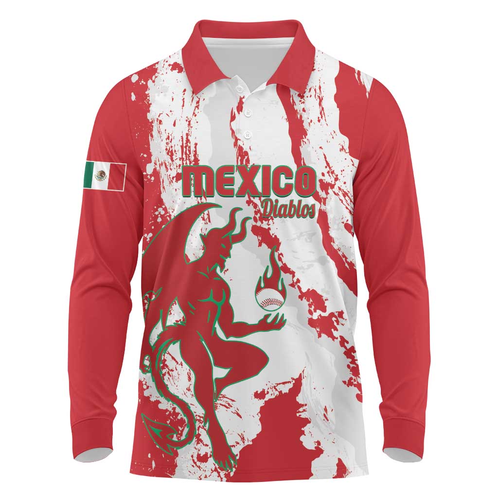 Diablos Rojos 2025 Baseball Custom Long Sleeve Polo Shirt Come On Mexico