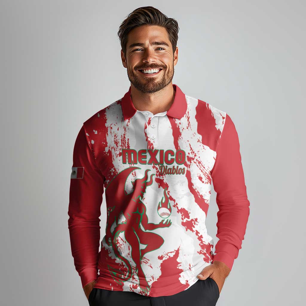 Diablos Rojos 2025 Baseball Custom Long Sleeve Polo Shirt Come On Mexico