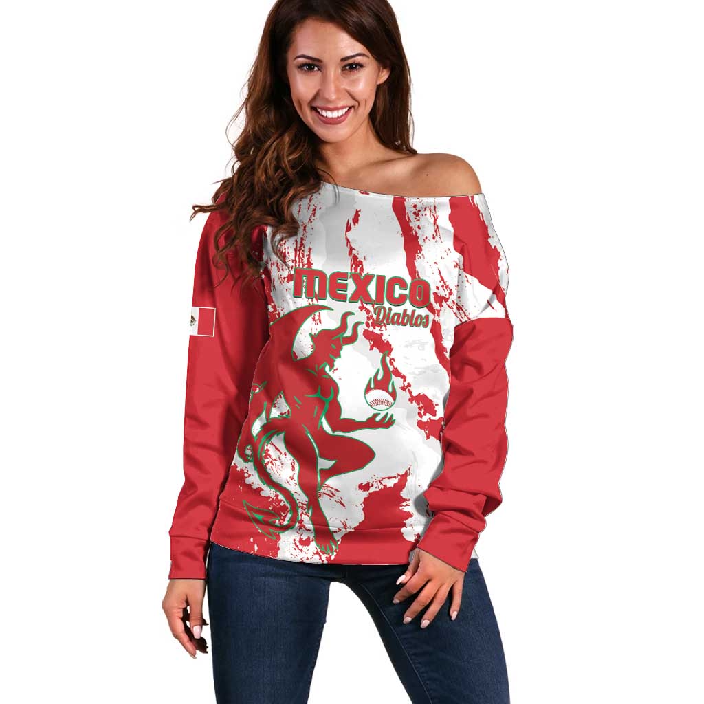 Diablos Rojos 2025 Baseball Custom Off Shoulder Sweater Come On Mexico