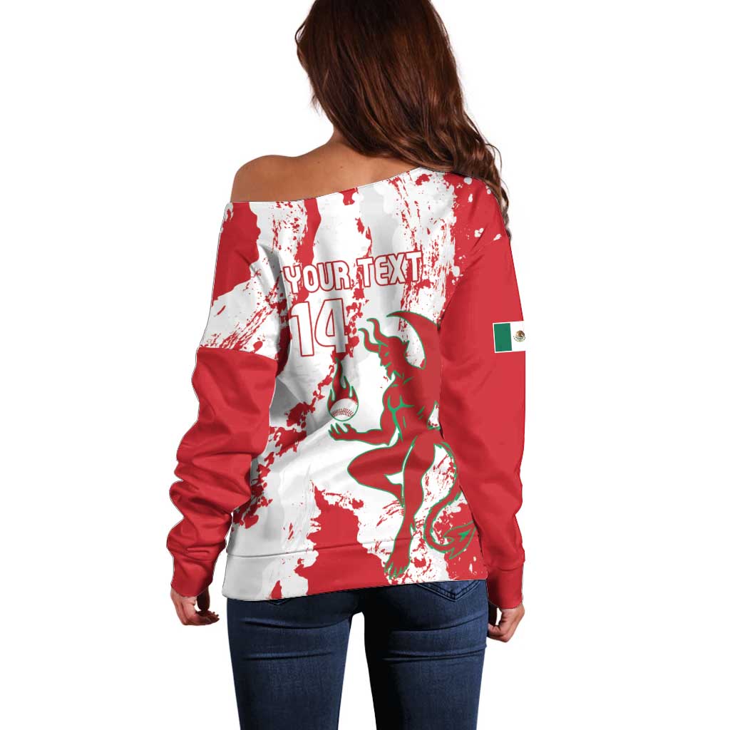 Diablos Rojos 2025 Baseball Custom Off Shoulder Sweater Come On Mexico