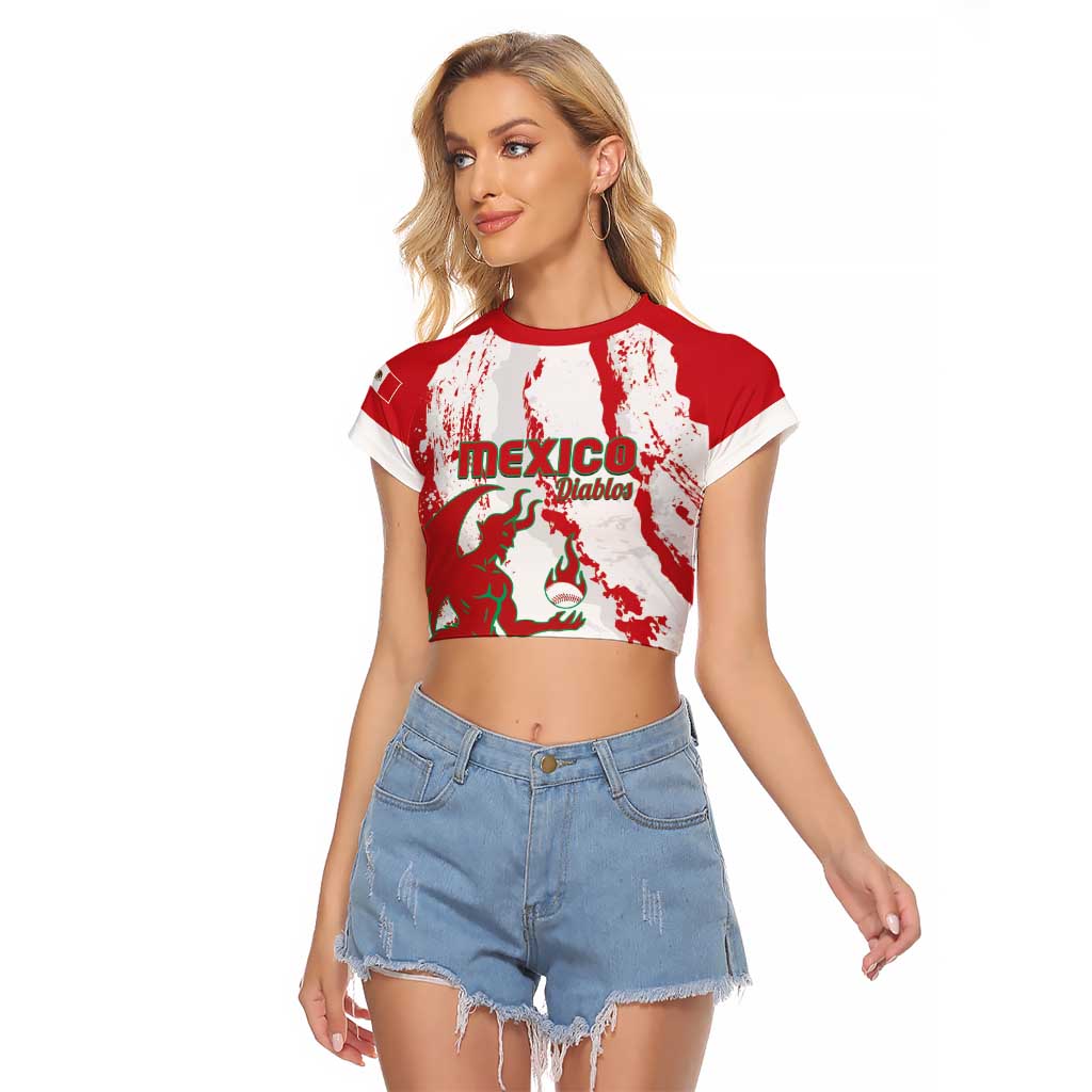 Diablos Rojos 2025 Baseball Custom Raglan Cropped T Shirt Come On Mexico