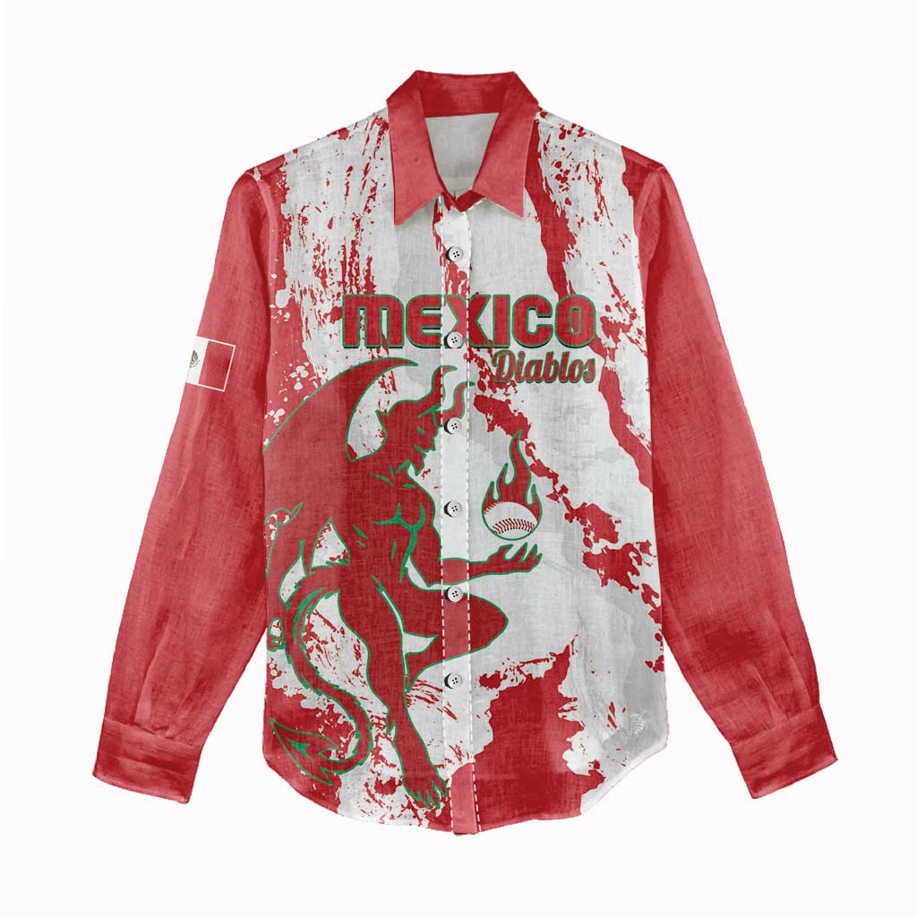 Diablos Rojos 2025 Baseball Custom Women Casual Shirt Come On Mexico