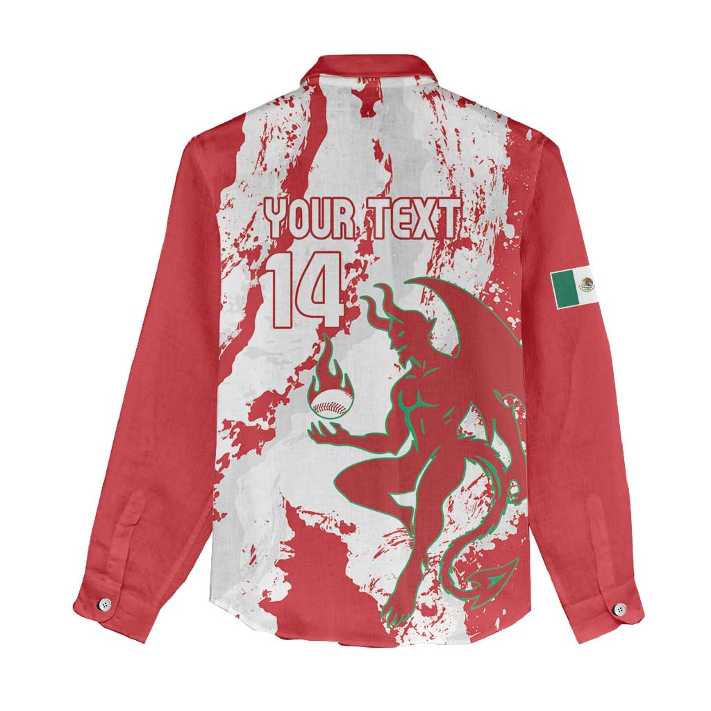 Diablos Rojos 2025 Baseball Custom Women Casual Shirt Come On Mexico