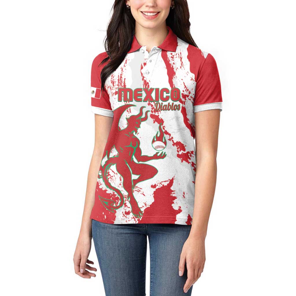 Diablos Rojos 2025 Baseball Custom Women Polo Shirt Come On Mexico