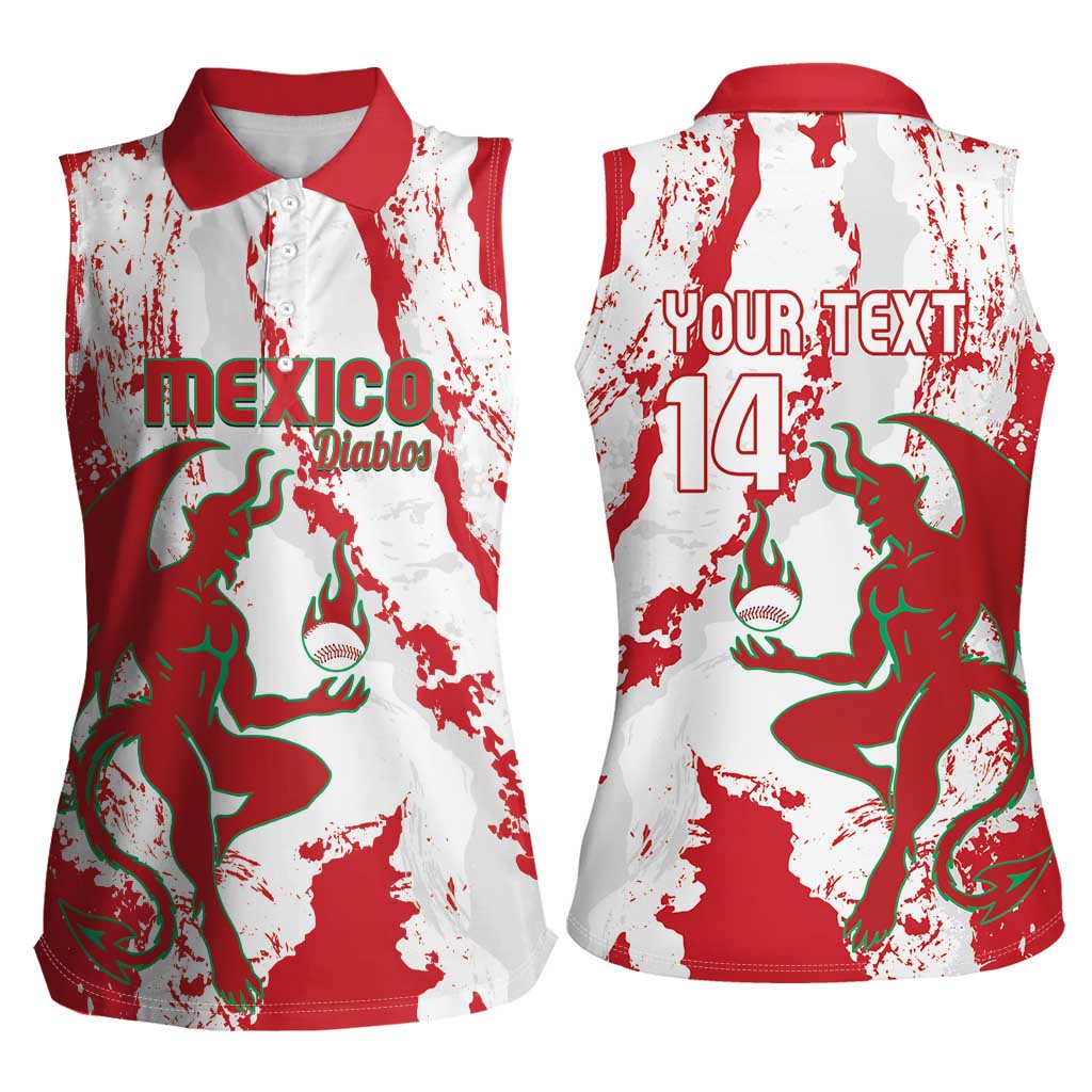 Diablos Rojos 2025 Baseball Custom Women Sleeveless Polo Shirt Come On Mexico
