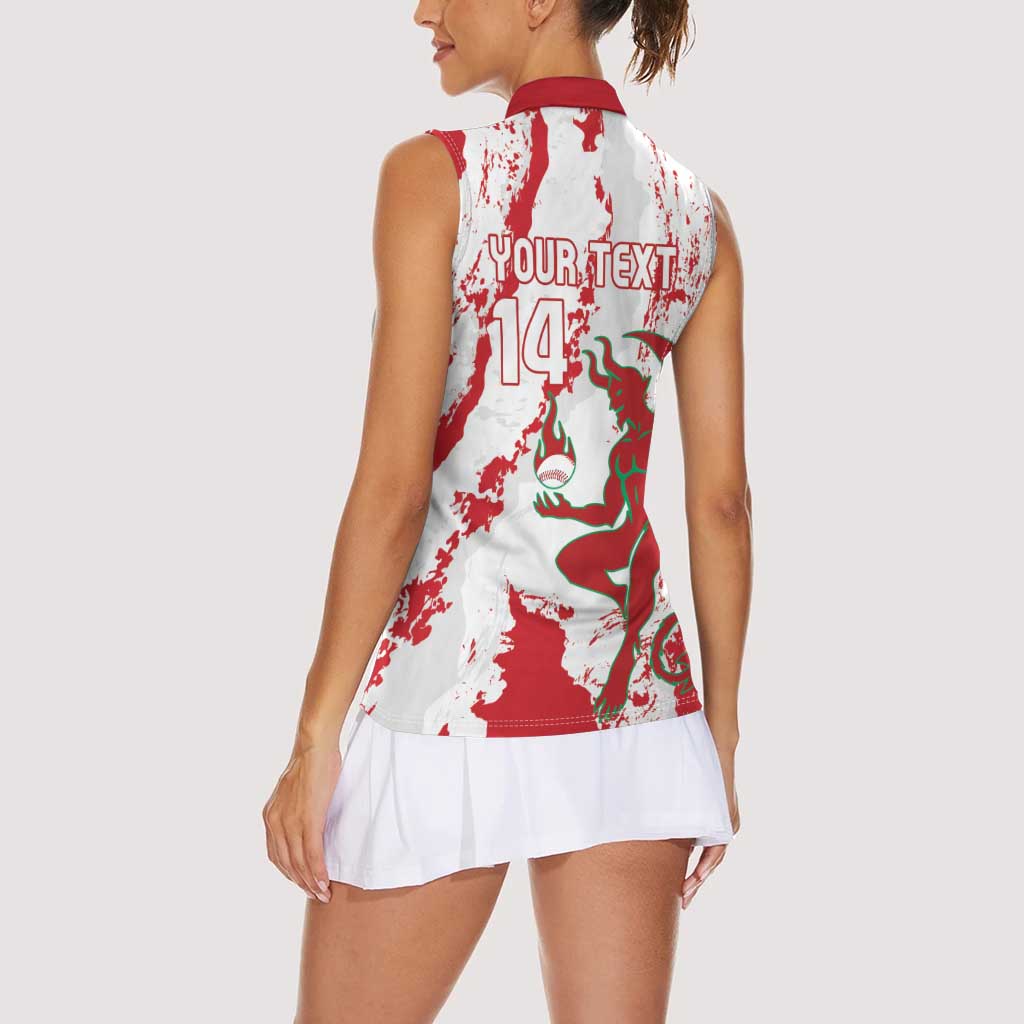 Diablos Rojos 2025 Baseball Custom Women Sleeveless Polo Shirt Come On Mexico