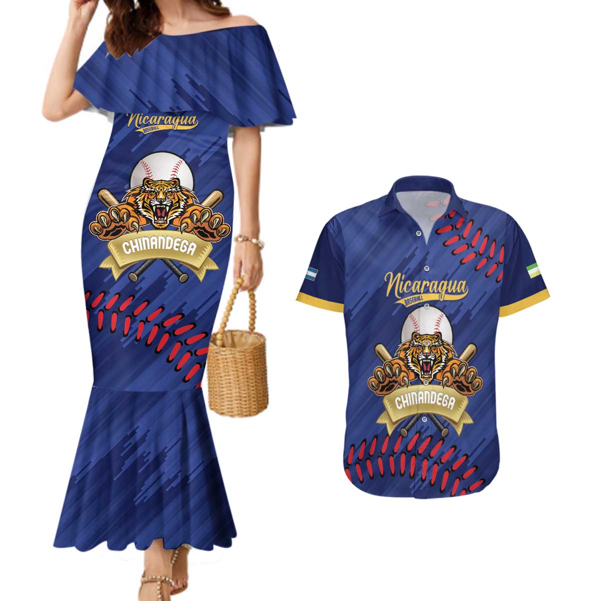Chinandega 2025 Baseball Custom Couples Matching Mermaid Dress and Hawaiian Shirt Come On Tigres
