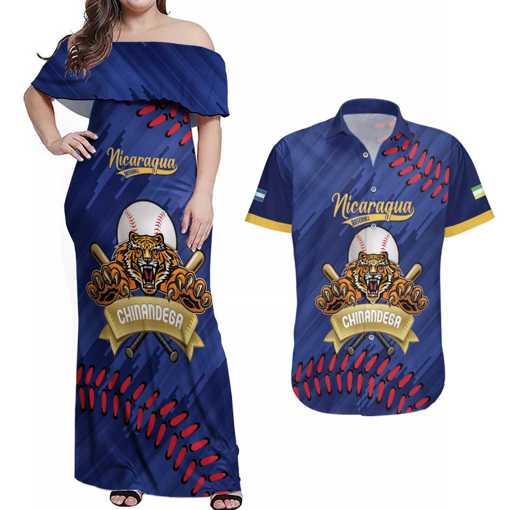 Chinandega 2025 Baseball Custom Couples Matching Off Shoulder Maxi Dress and Hawaiian Shirt Come On Tigres