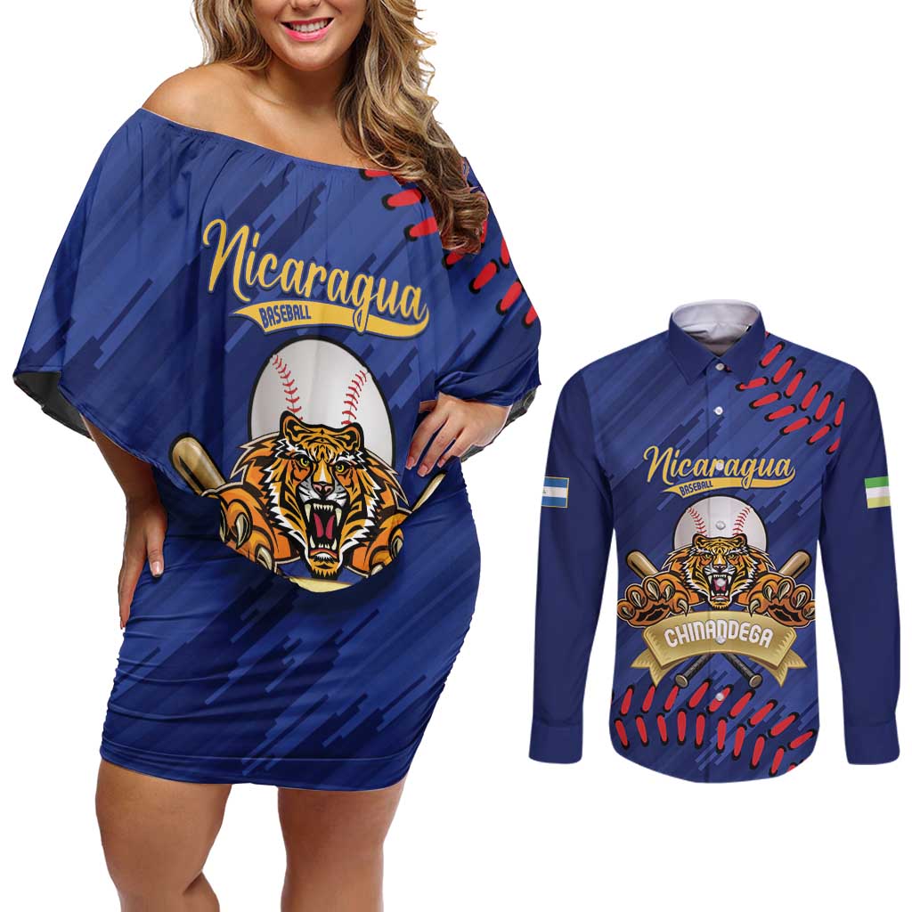 Chinandega 2025 Baseball Custom Couples Matching Off Shoulder Short Dress and Long Sleeve Button Shirt Come On Tigres