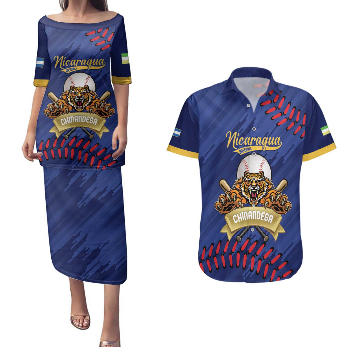 Chinandega 2025 Baseball Custom Couples Matching Puletasi and Hawaiian Shirt Come On Tigres