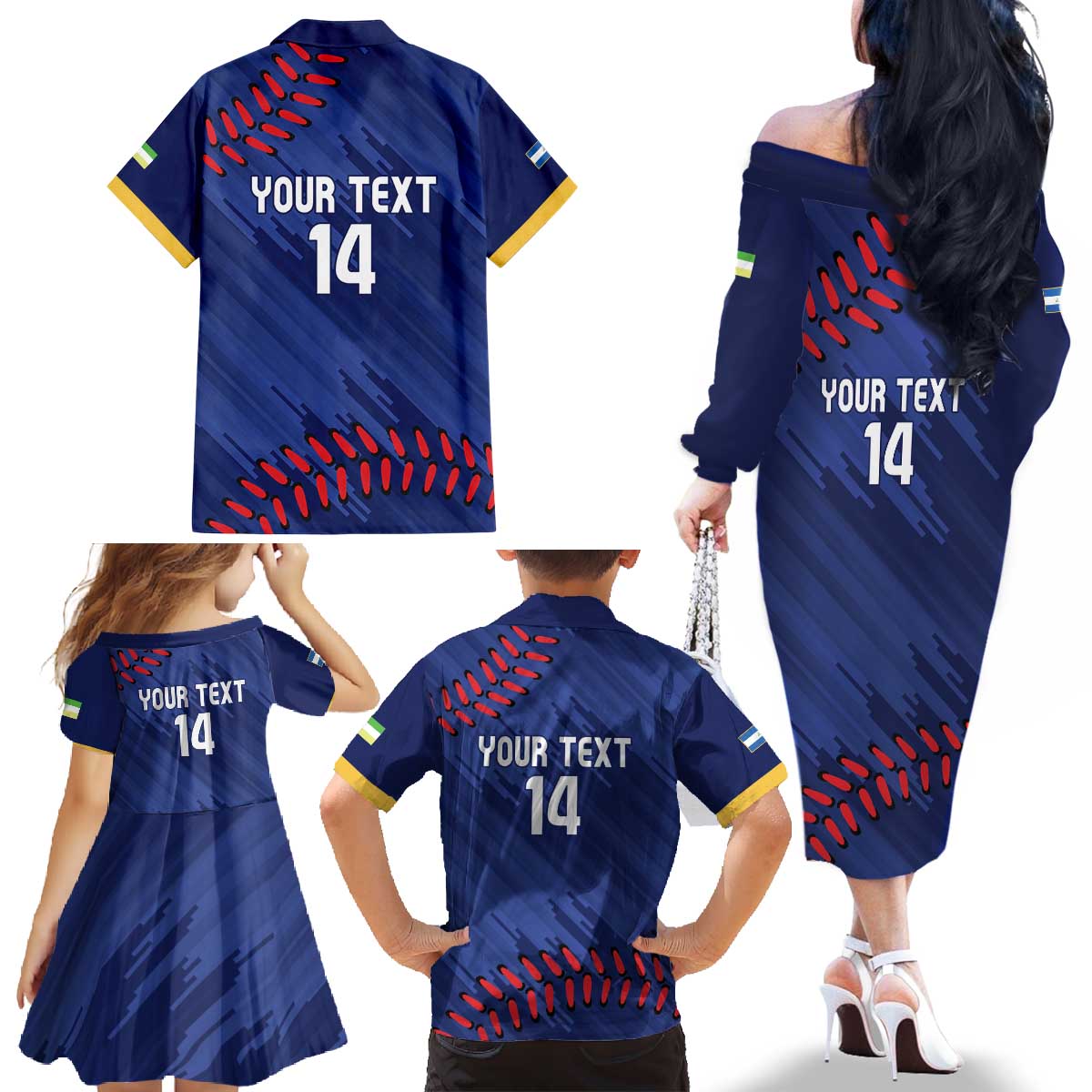 Chinandega 2025 Baseball Custom Family Matching Off The Shoulder Long Sleeve Dress and Hawaiian Shirt Come On Tigres