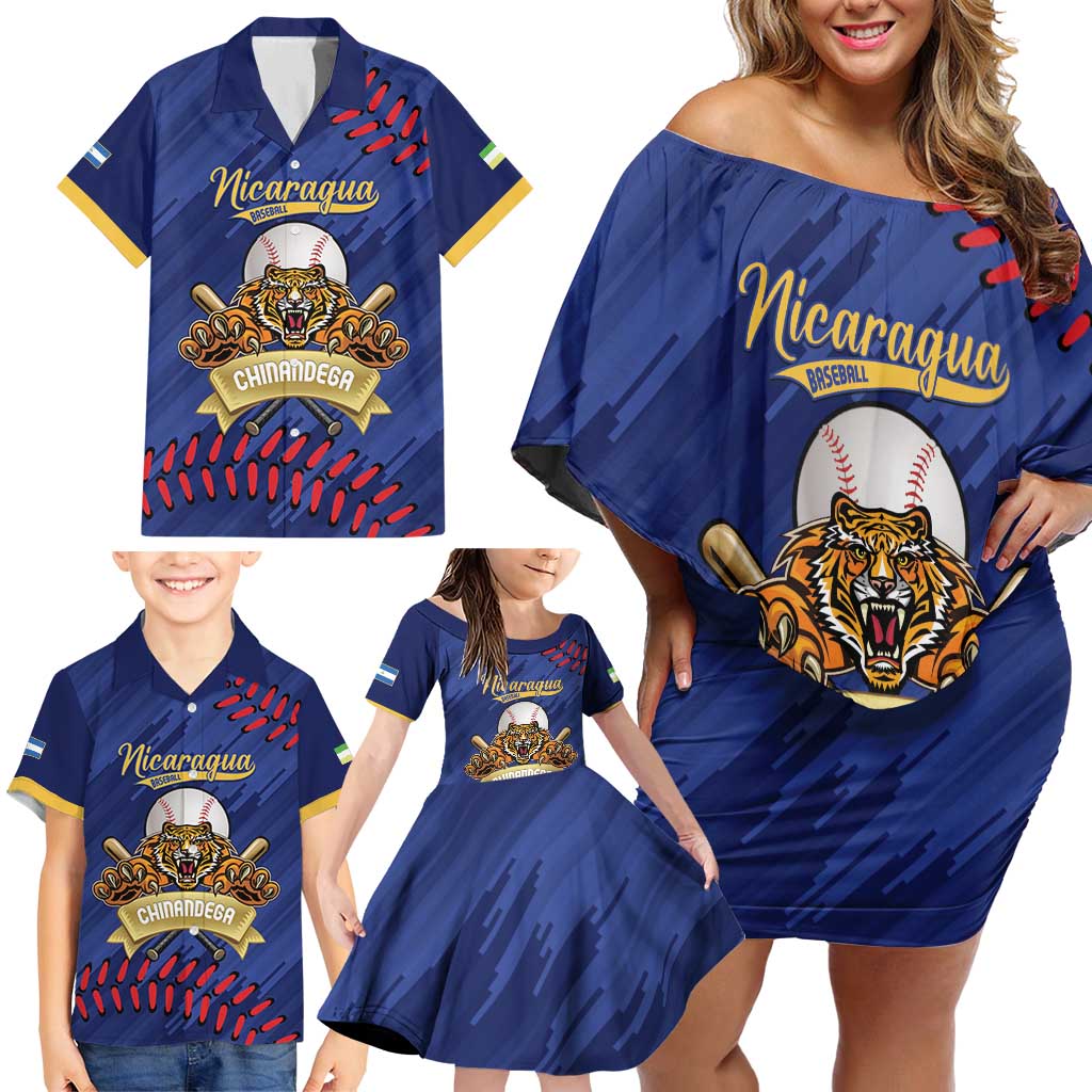 Chinandega 2025 Baseball Custom Family Matching Off Shoulder Short Dress and Hawaiian Shirt Come On Tigres