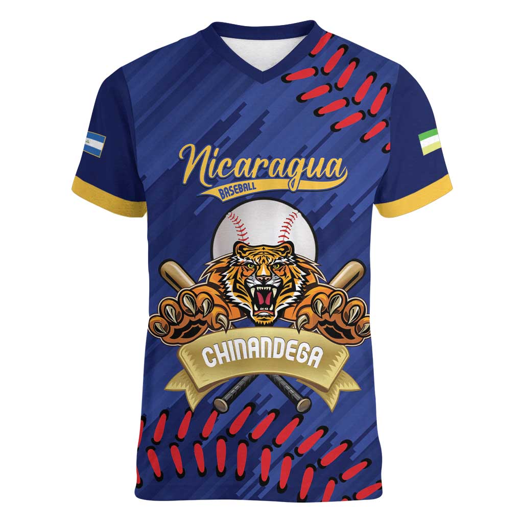 Chinandega 2025 Baseball Custom Women V-Neck T-Shirt Come On Tigres