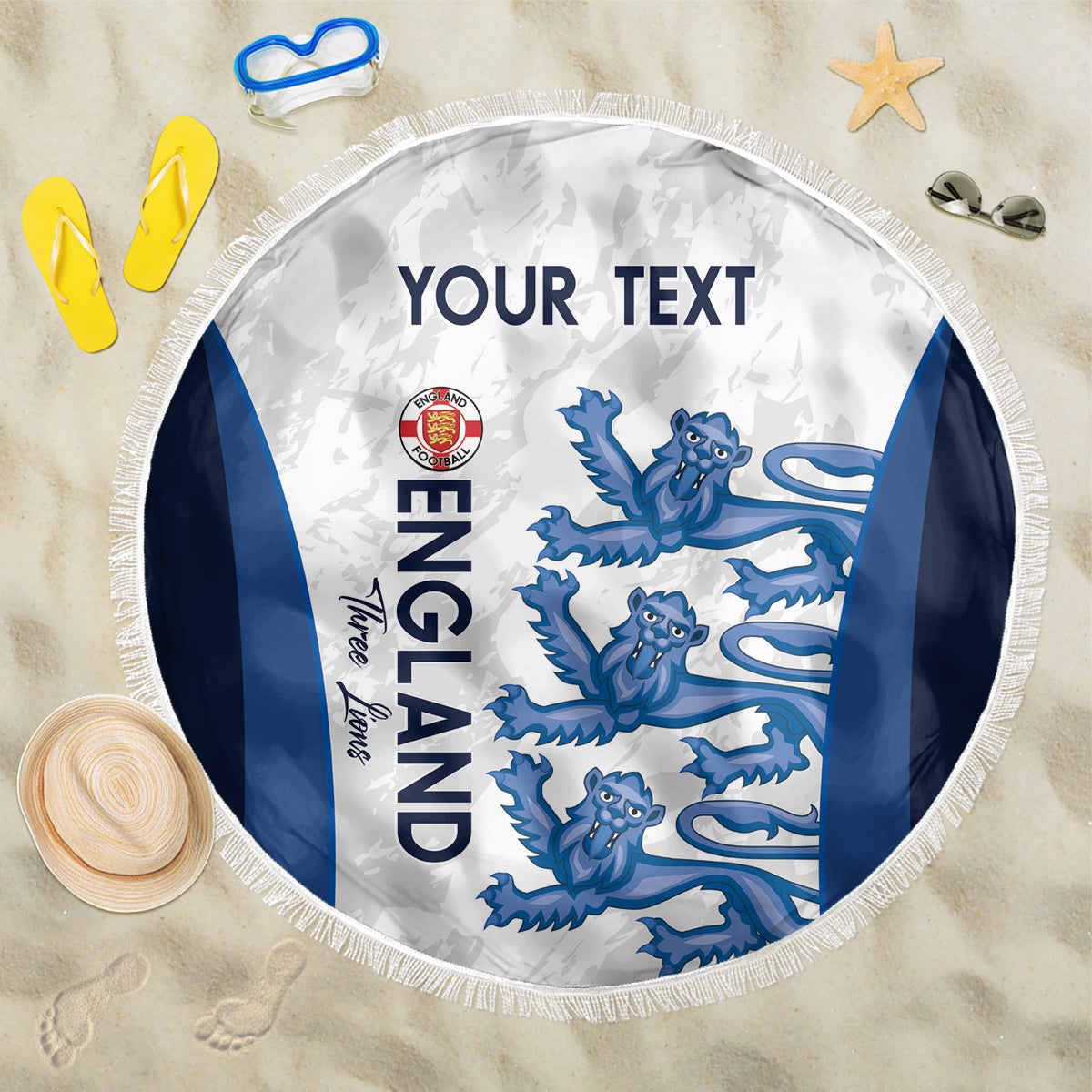 Custom England Football Beach Blanket 2024 Go Champions Three Lions
