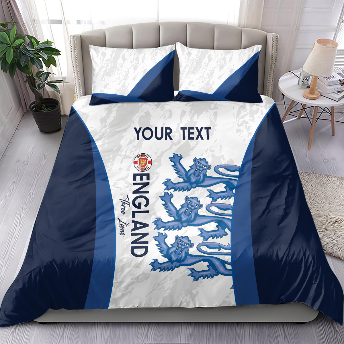 Custom England Football Bedding Set 2024 Go Champions Three Lions - Wonder Print Shop