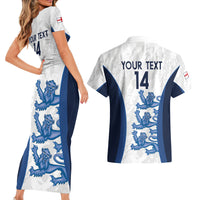 Custom England Football Couples Matching Short Sleeve Bodycon Dress and Hawaiian Shirt 2024 Go Champions Three Lions - Wonder Print Shop