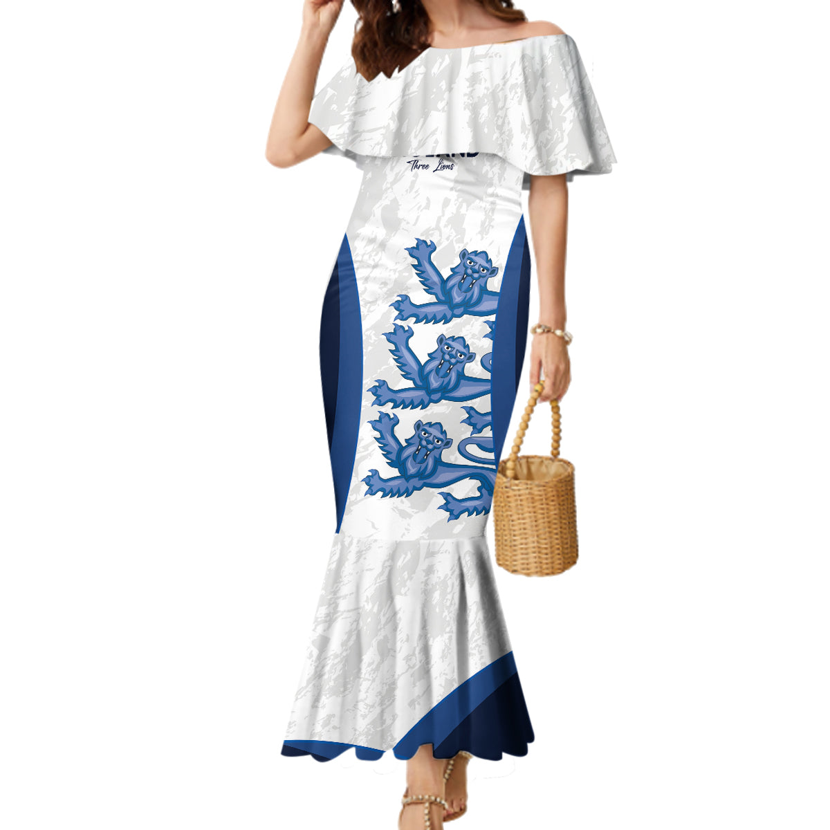 Custom England Football Family Matching Mermaid Dress and Hawaiian Shirt 2024 Go Champions Three Lions - Wonder Print Shop