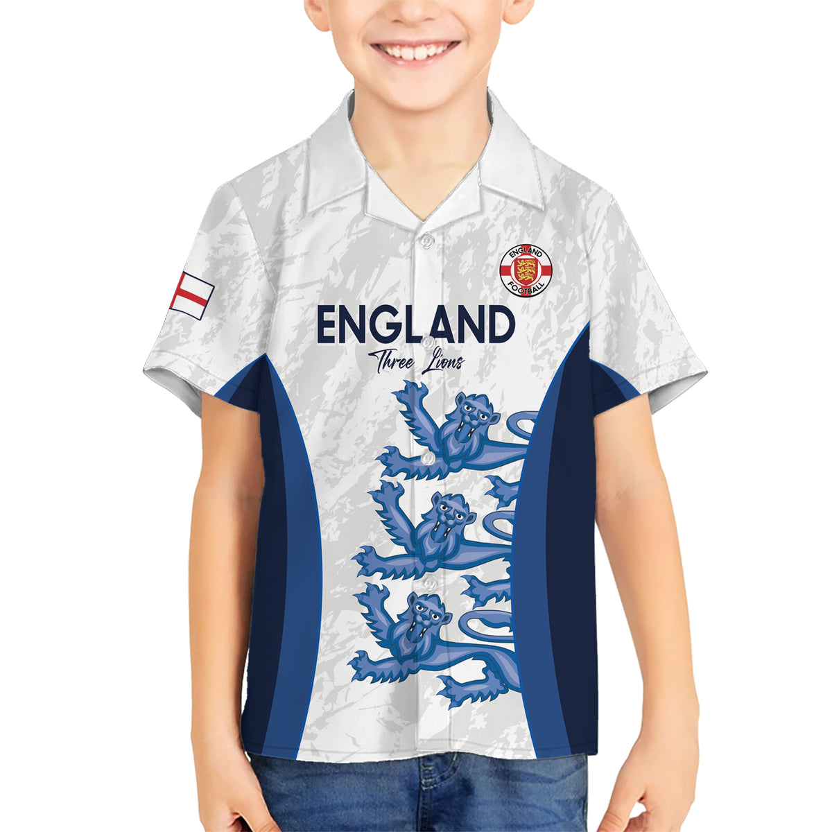 Custom England Football Hawaiian Shirt 2024 Go Champions Three Lions - Wonder Print Shop