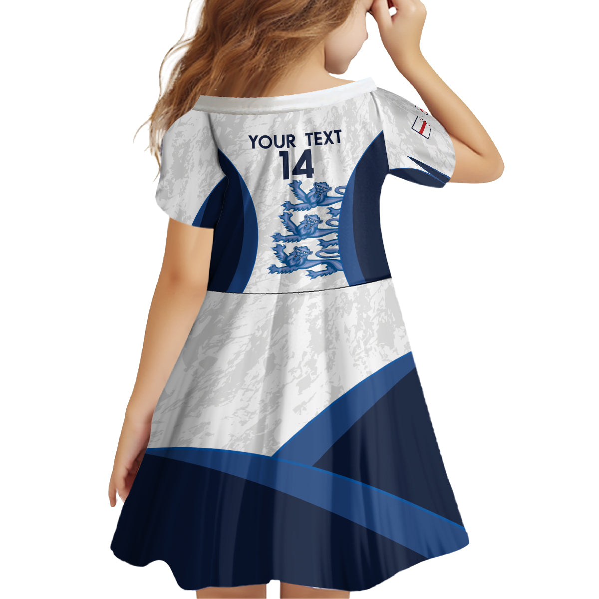 Custom England Football Kid Short Sleeve Dress 2024 Go Champions Three Lions - Wonder Print Shop
