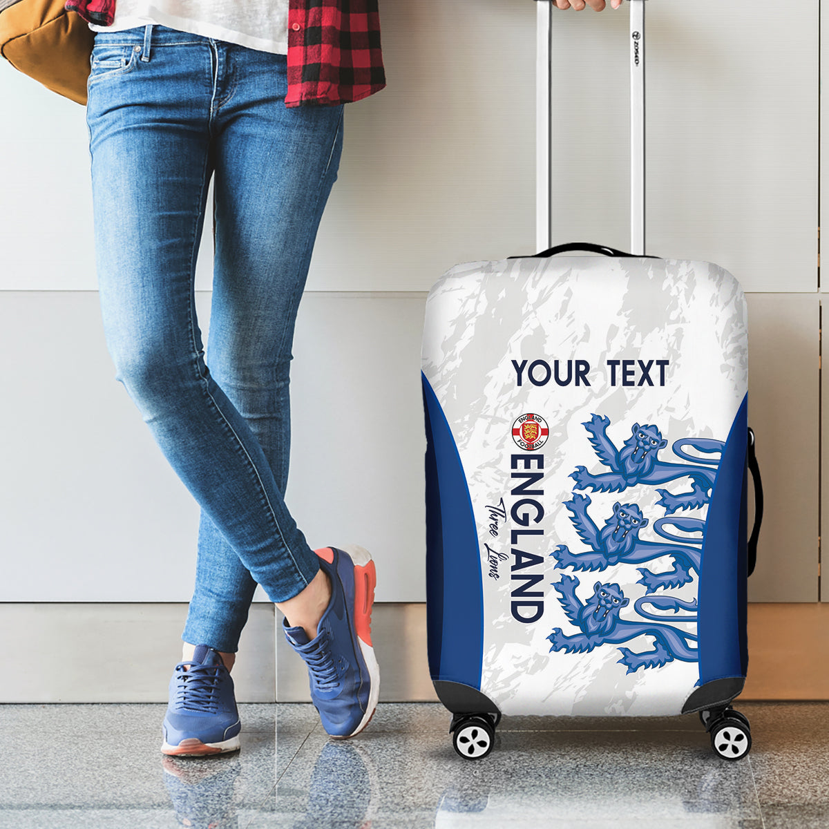 Custom England Football Luggage Cover 2024 Go Champions Three Lions - Wonder Print Shop