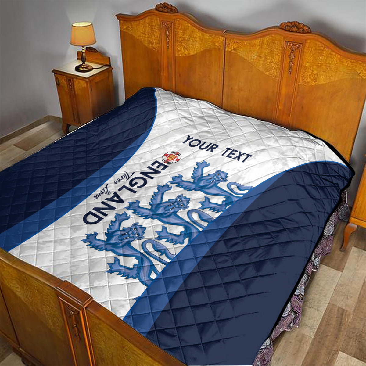 Custom England Football Quilt 2024 Go Champions Three Lions - Wonder Print Shop