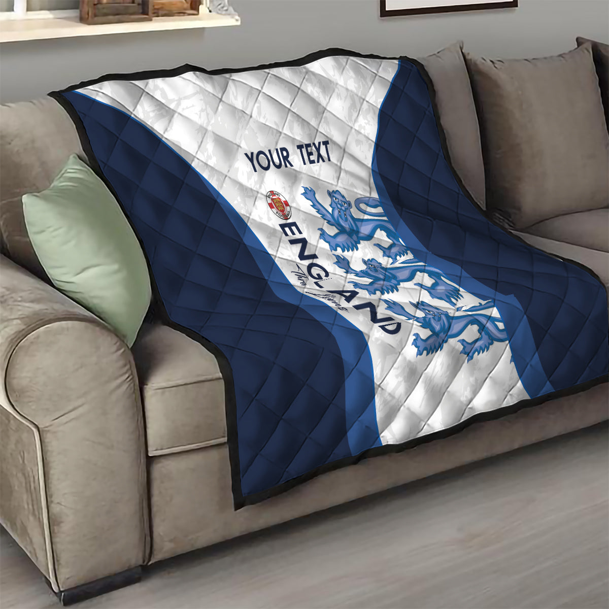 Custom England Football Quilt 2024 Go Champions Three Lions - Wonder Print Shop