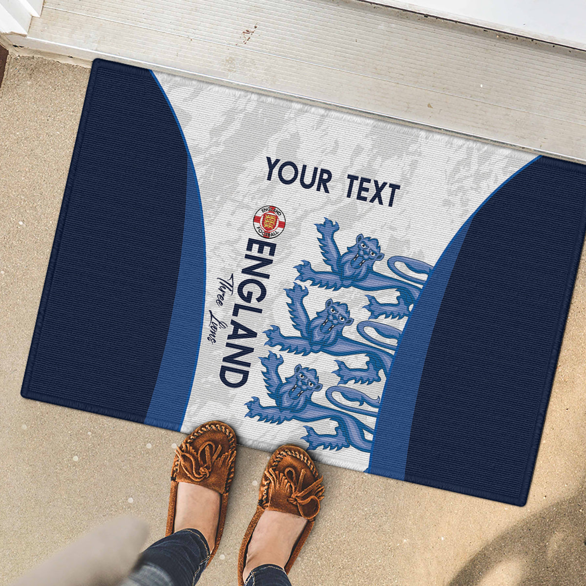 Custom England Football Rubber Doormat 2024 Go Champions Three Lions - Wonder Print Shop