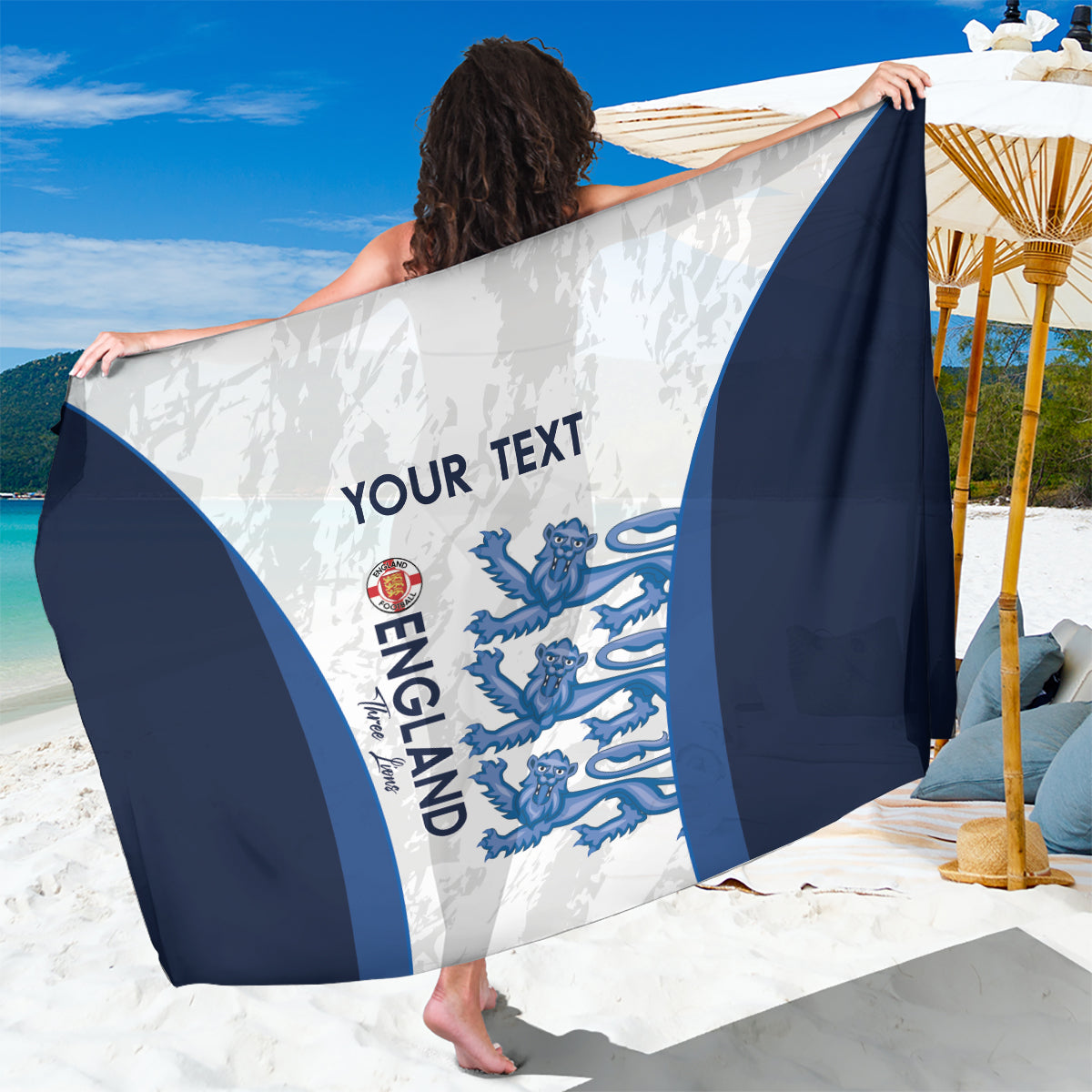 Custom England Football Sarong 2024 Go Champions Three Lions - Wonder Print Shop