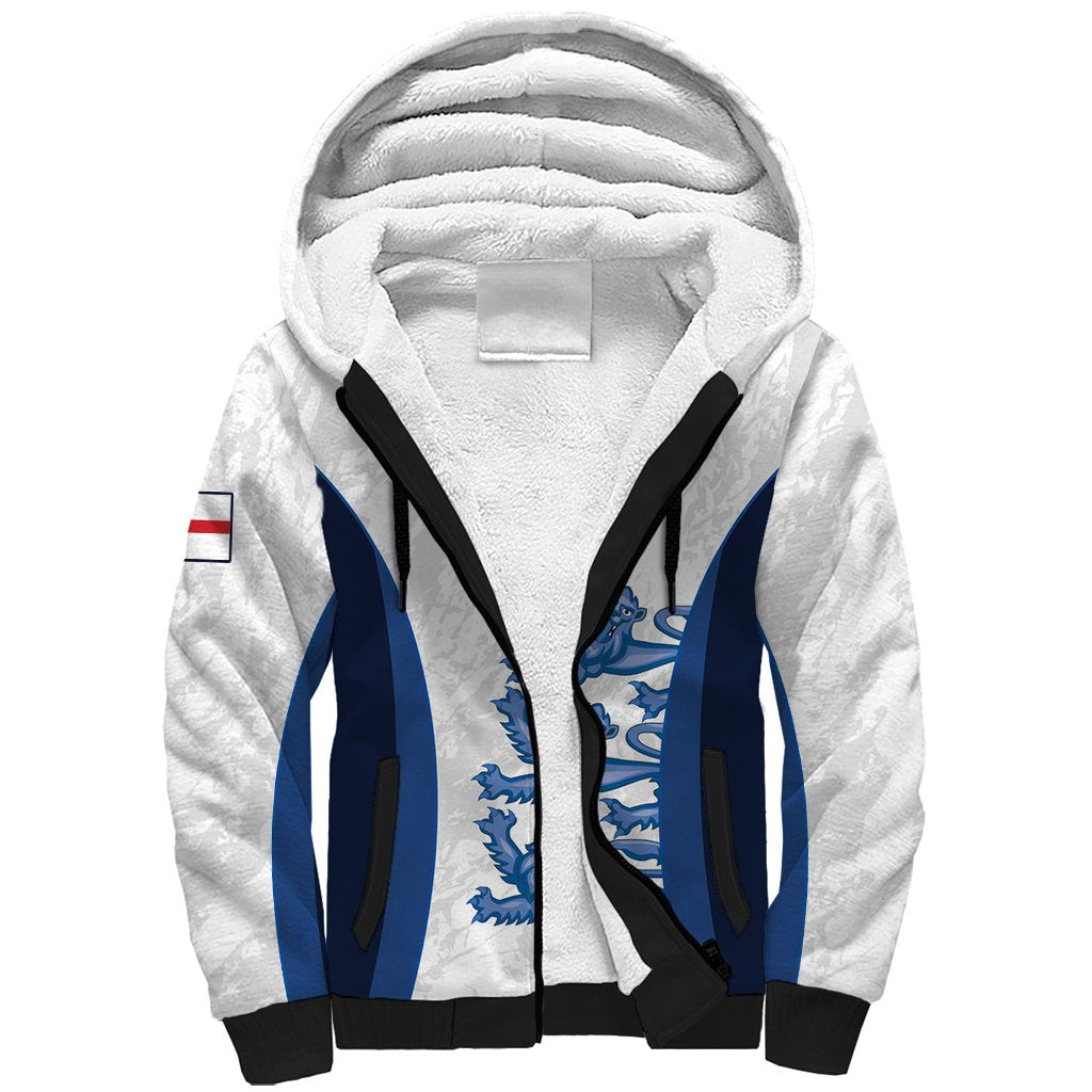 Custom England Football Sherpa Hoodie 2024 Go Champions Three Lions - Wonder Print Shop