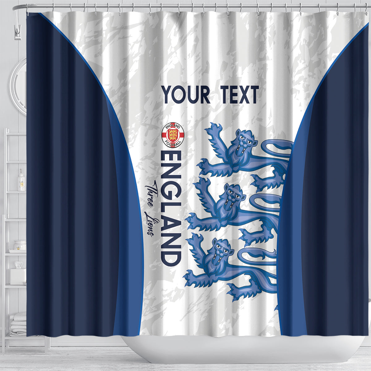 Custom England Football Shower Curtain 2024 Go Champions Three Lions