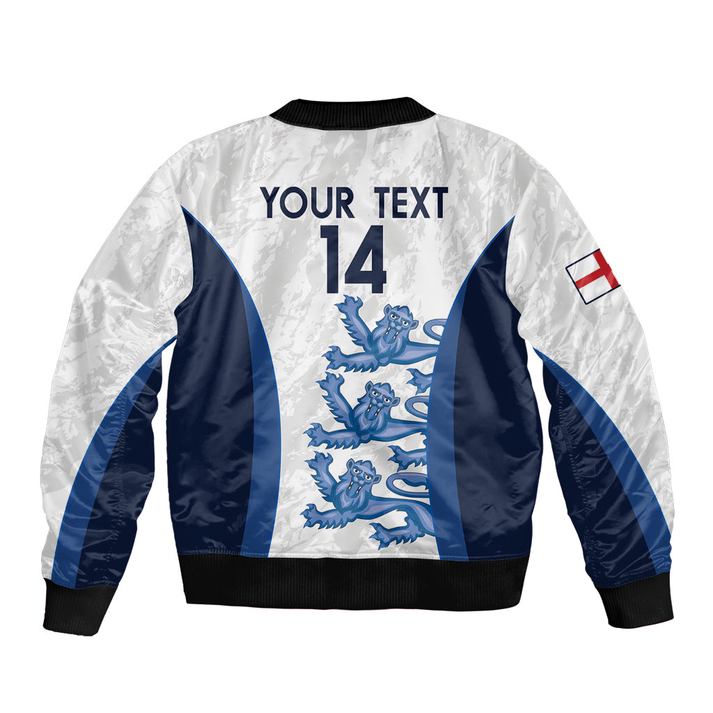 Custom England Football Sleeve Zip Bomber Jacket 2024 Go Champions Three Lions - Wonder Print Shop