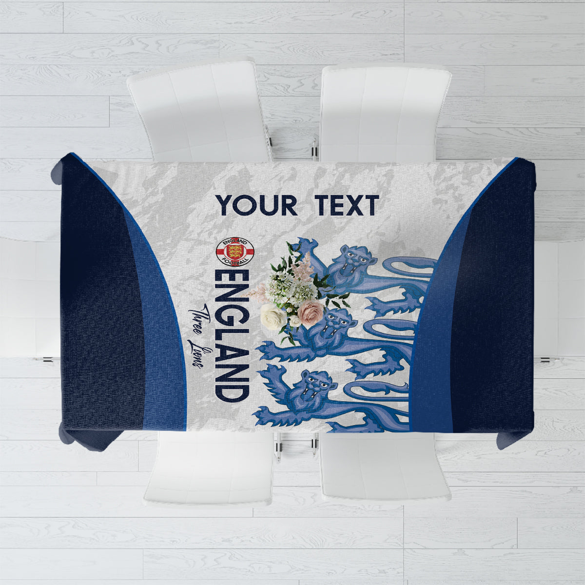 Custom England Football Tablecloth 2024 Go Champions Three Lions - Wonder Print Shop