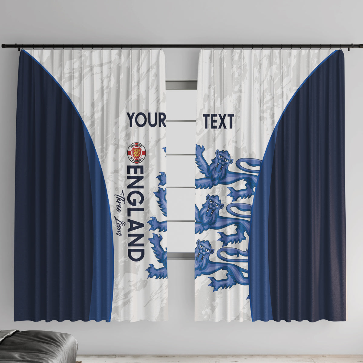 Custom England Football Window Curtain 2024 Go Champions Three Lions - Wonder Print Shop