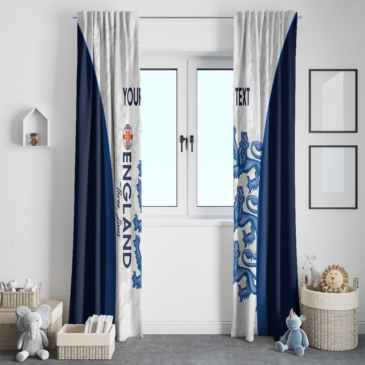Custom England Football Window Curtain 2024 Go Champions Three Lions - Wonder Print Shop