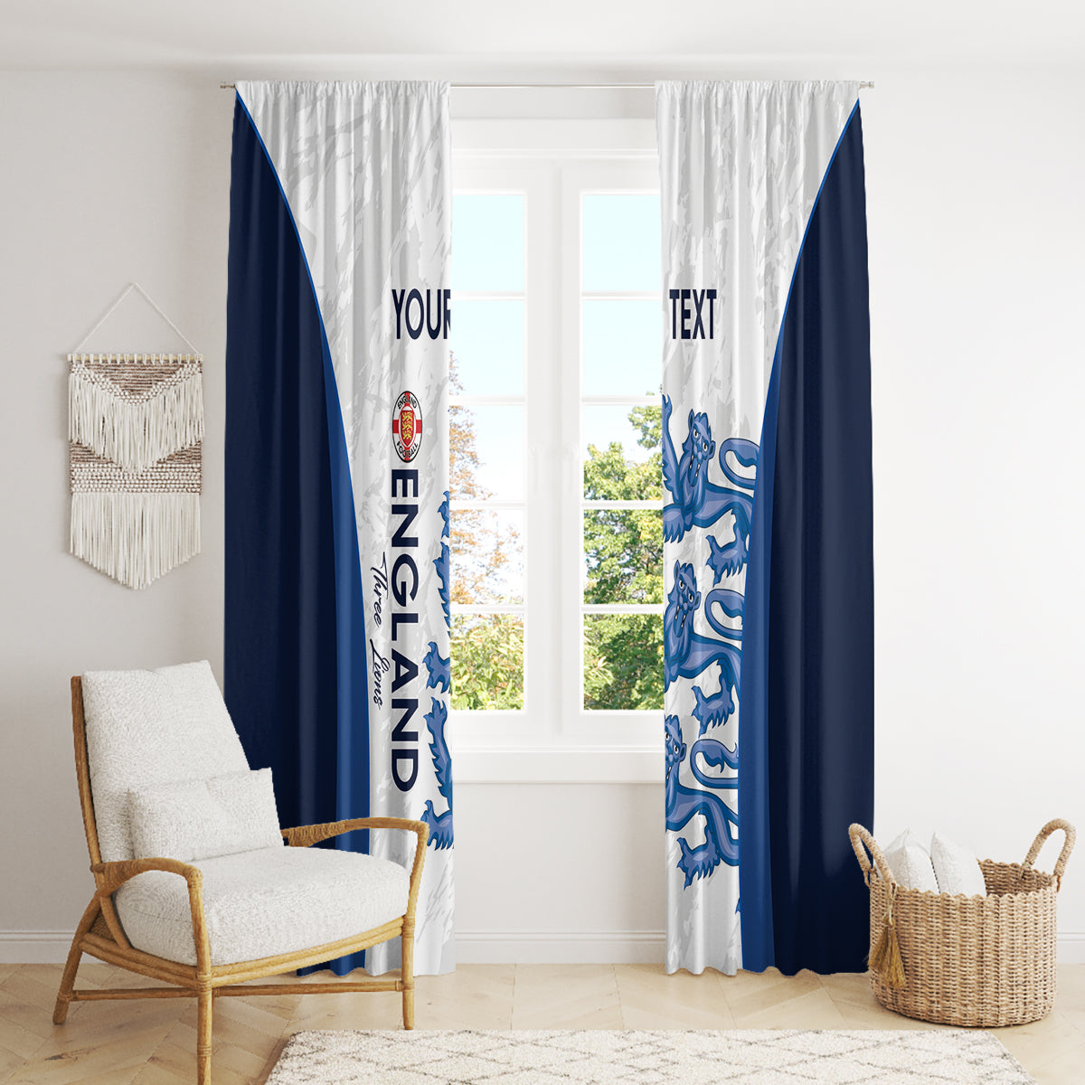 Custom England Football Window Curtain 2024 Go Champions Three Lions - Wonder Print Shop
