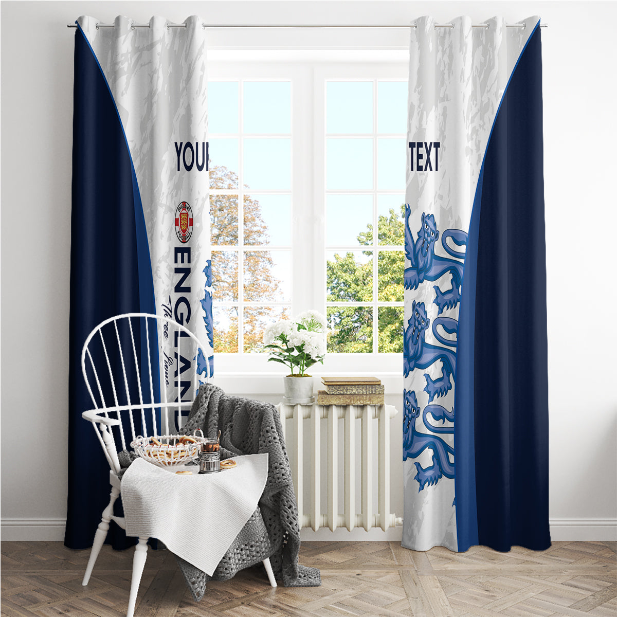 Custom England Football Window Curtain 2024 Go Champions Three Lions - Wonder Print Shop