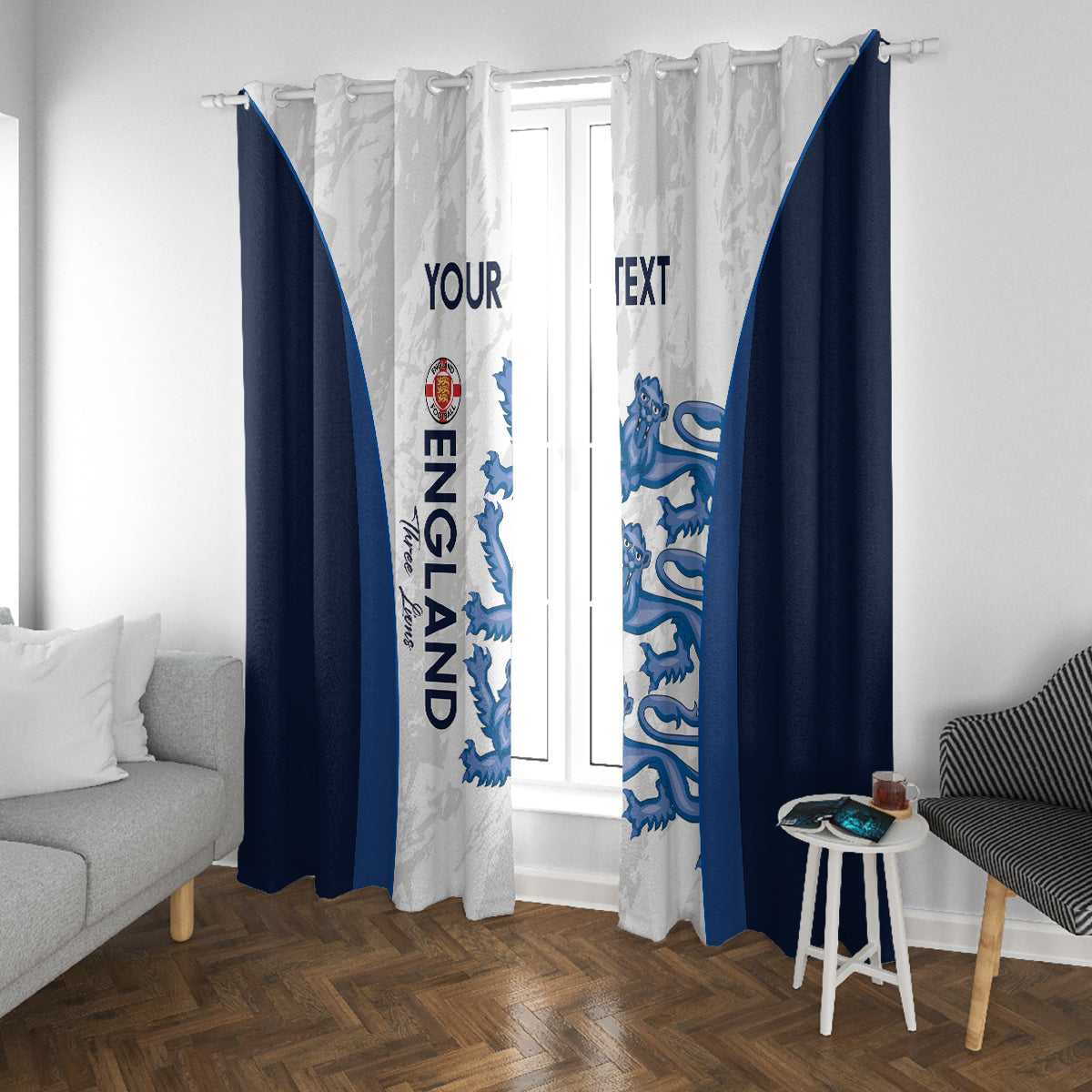 Custom England Football Window Curtain 2024 Go Champions Three Lions - Wonder Print Shop