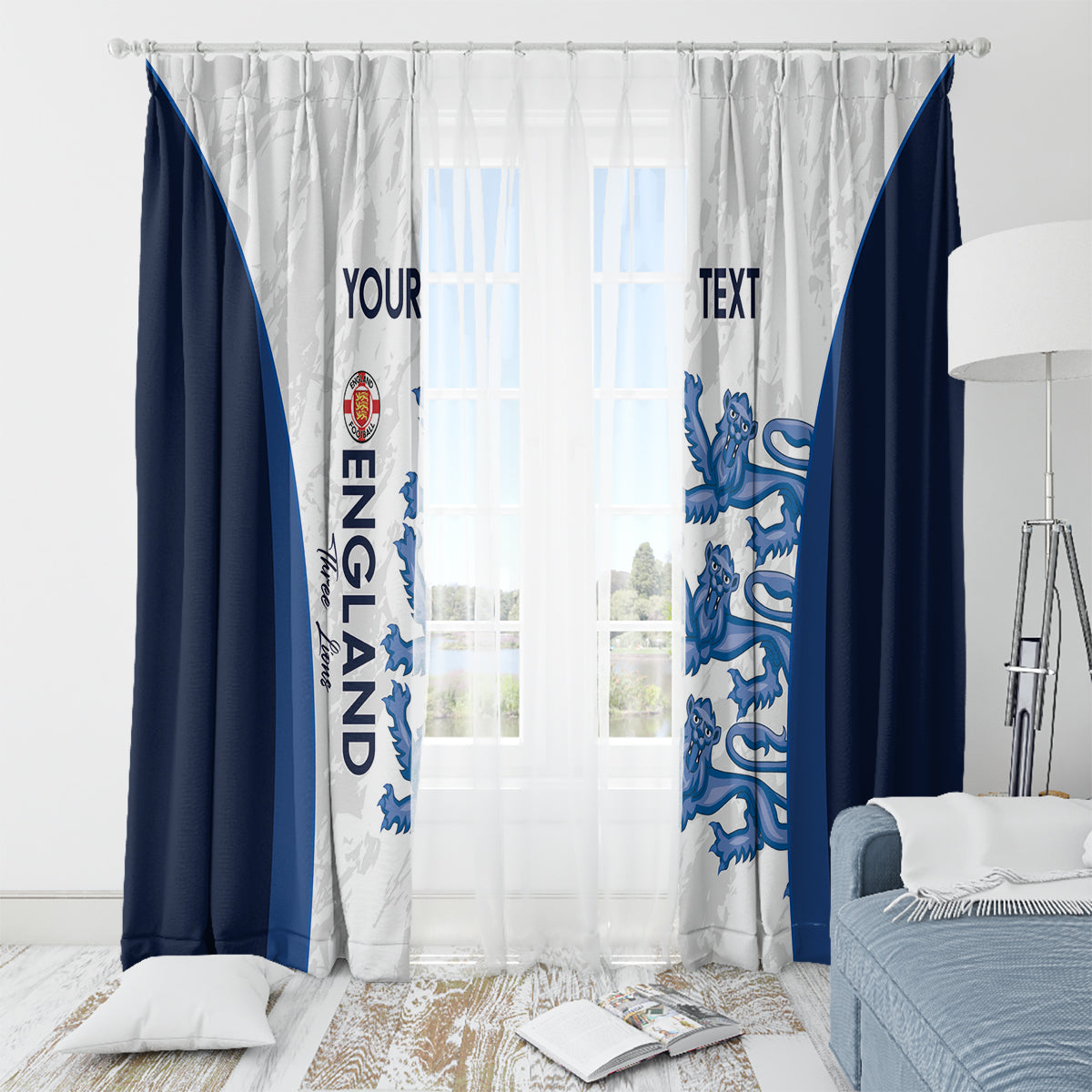 Custom England Football Window Curtain 2024 Go Champions Three Lions - Wonder Print Shop