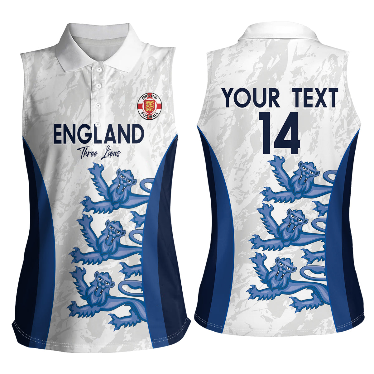 Custom England Football Women Sleeveless Polo Shirt 2024 Go Champions Three Lions - Wonder Print Shop
