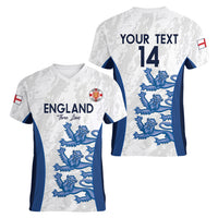 Custom England Football Women V-Neck T-Shirt 2024 Go Champions Three Lions - Wonder Print Shop