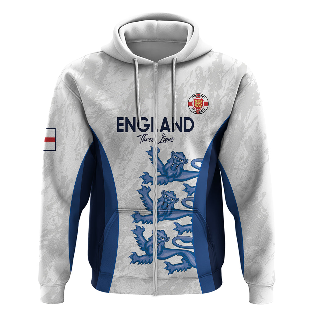 Custom England Football Zip Hoodie 2024 Go Champions Three Lions