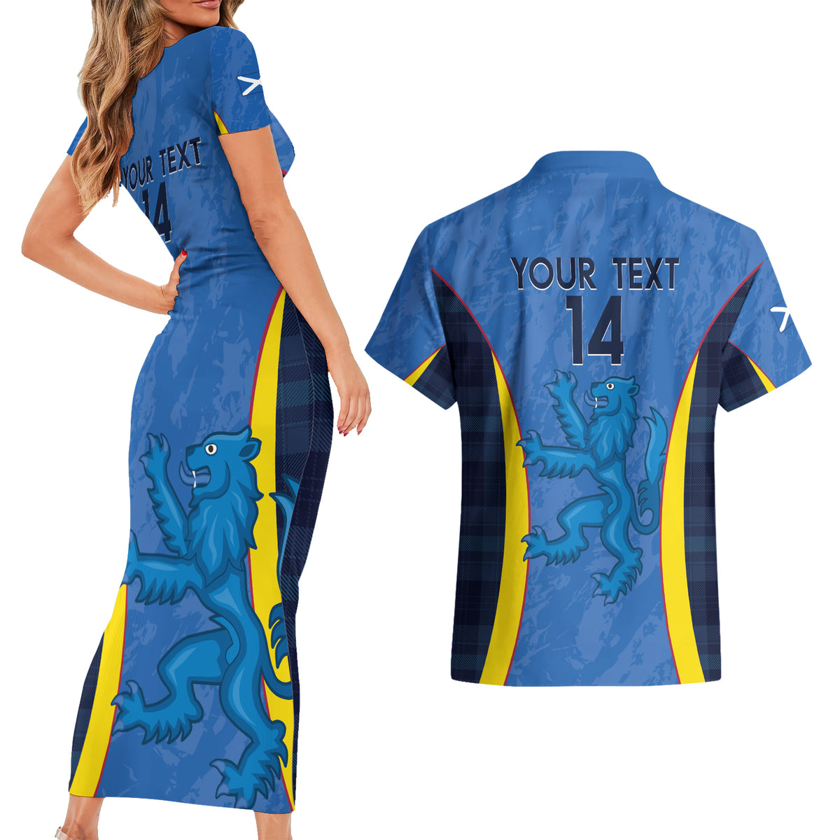 Custom Scotland Football Couples Matching Short Sleeve Bodycon Dress and Hawaiian Shirt 2024 Go Champions Scottish - Wonder Print Shop