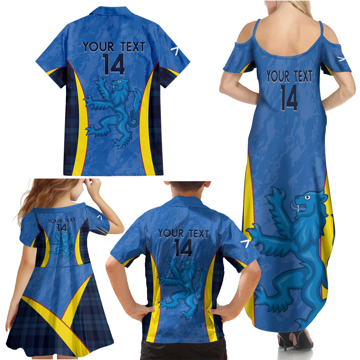 Custom Scotland Football Family Matching Summer Maxi Dress and Hawaiian Shirt 2024 Go Champions Scottish - Wonder Print Shop