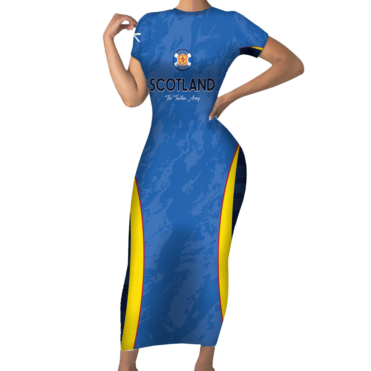 Custom Scotland Football Short Sleeve Bodycon Dress 2024 Go Champions Scottish - Wonder Print Shop