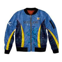 Custom Scotland Football Sleeve Zip Bomber Jacket 2024 Go Champions Scottish - Wonder Print Shop